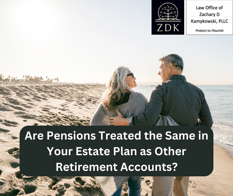 Retired couple on a beach: Are Pensions Treated the Same in Your Estate Plan as Other Retirement Accounts