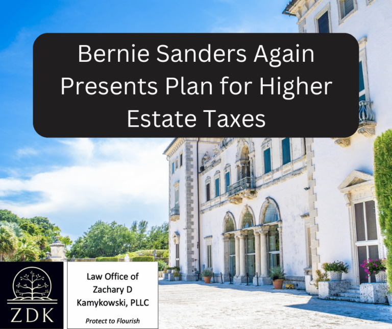 Bernie Sanders Again Presents Plan for Higher Estate Taxes