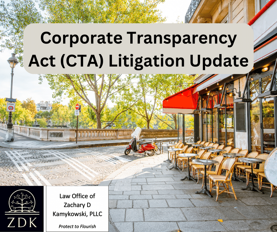 Parisian cafe: Corporate Transparency Act (CTA) Litigation Update