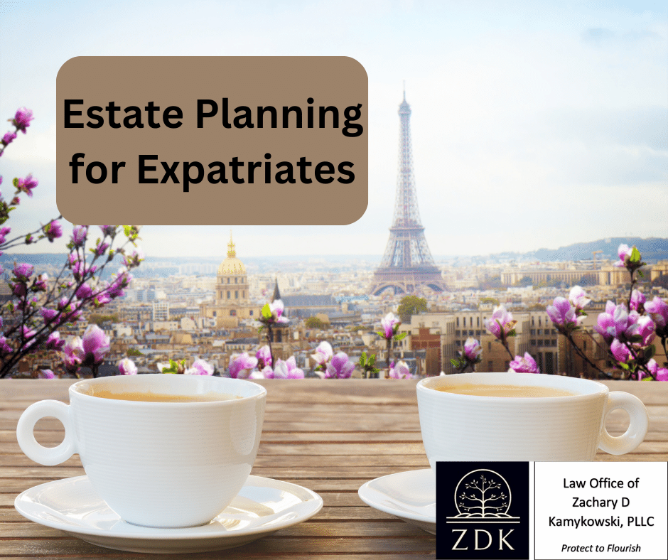 two coffee cups and a background of paris: Estate Planning for Expatriates