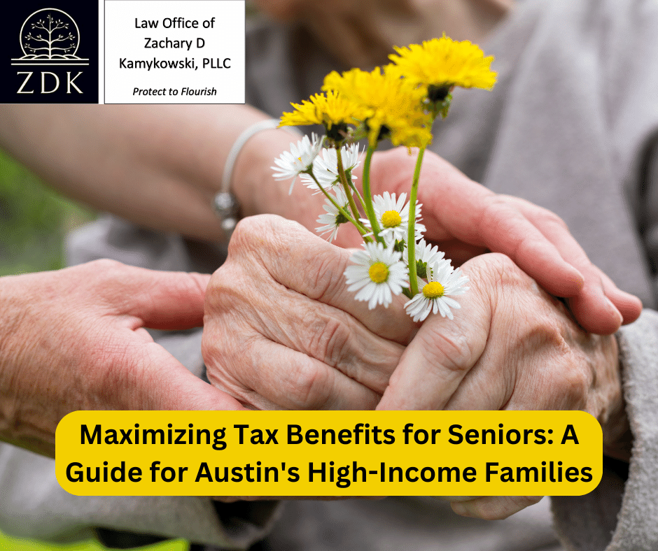 Young and Old hands clutching wildflowers: Maximizing Tax Benefits for Seniors A Guide for Austin's High-Income Families