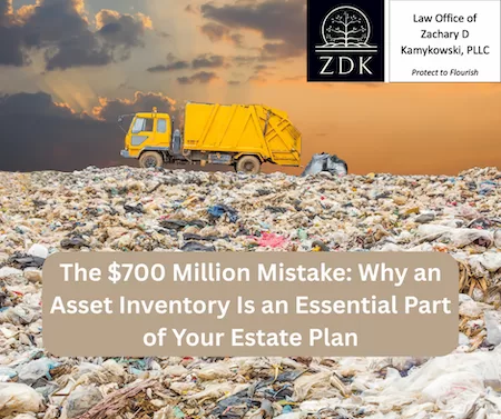 garbage truck at a landfill: The $700 Million Mistake Why an Asset Inventory Is an Essential Part of Your Estate Plan
