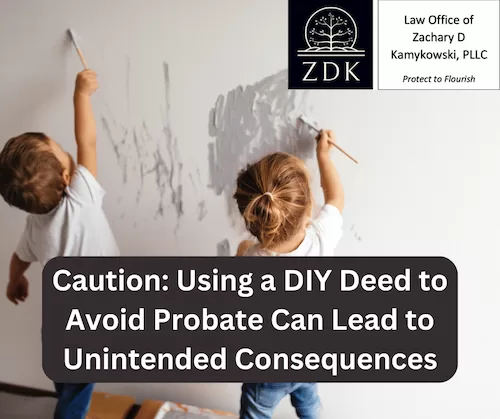 two kids painting a wall: Caution: Using a DIY Deed to Avoid Probate Can Lead to Unintended Consequences