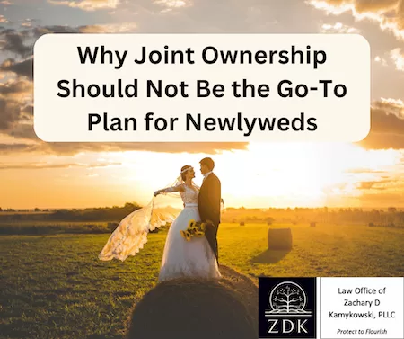 newlyweds standing on a hay bale: Why Joint Ownership Should Not Be the Go-To Plan for Newlyweds